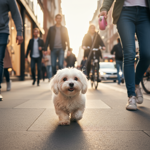 maltezer na povocu u šetnji gradom